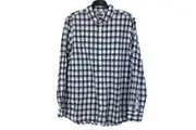 Jeanswest Navy Blue & White Checkered Long Sleeve Button Up Shirt Mens Size L NEW
