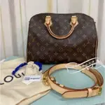 二手精品 LOUIS VUITTON 經典 MONOGRAM 原花 SPEEDY30 手提包 斜背包 M41112