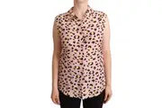 Love Moschino Sleeveless Leopard Print Polo Top