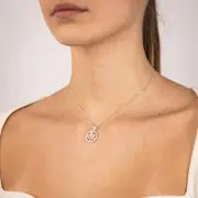 Sterling Silver Zirconia Tree Of Life Pendant, Sterling Silver 50cm 40 Gauge Dicut Curb Chain (60173773)