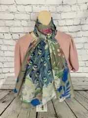 Anuschka Chiffon Scarf NWT Colorful Peacock SKU 3300-PBS-TAU