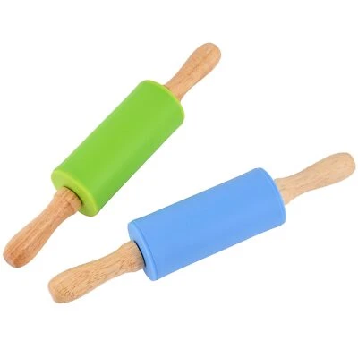 2 Pack 9 Inch Mini Rolling Pin with Wooden Handle for Kids Dough Rollers