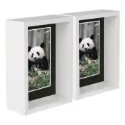 2x White 5" x 7" 3D Deep Box Photo Frames Black 4" x 6" Mount Shadow Picture