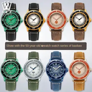 啞光真皮錶帶適用於 S-watch 和 Blancpain Co Branded Fifty Fathoms 錶帶 Gr
