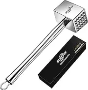 SUCCFLY Meat Tenderizer Stainless Steel, Heavy Duty Meat Hammer, Kitchen Meat Mallet 1.65LB Meat Pounder Flatterner Weighted Hammer Extended Handle for Labor-saving Chicken Steak Meat Tenderizer Tool