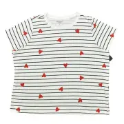 Torrid Super Soft White Striped Blouse Size 4 Plus NWT Rayon Short Sleeve Hearts