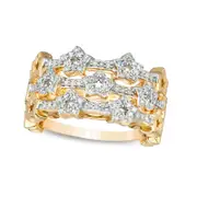 0.33 CT. T.W. Natural Diamond Star Outline Three Piece Stackable Band Set in Sterling Silver with Solid 14K Gold Plate