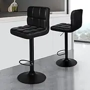 ALFORDSON Bar Stool 2X Adjustable Kitchen Stools Ralph Swivel Counter Barstools Leather Dining Chair in 62-83cm Seat Height for Home Bar Dining Room