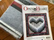 OPEN HEART 22”x22” WALL HANGING QUILT KIT Fabrics for Top,Back,Binding,Batting