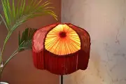 Lampshade dome burgundy gold hand-stitched table lampshade floor lampshade