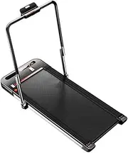 Treadmill Foldable Home Small Indoor Ultra-Quiet Shock Absorption Electric Flat Treadmill Home Walking Machine with handrail,Infrared Remote Control,Bluetooth APP Connection,Black
