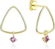 [Generic] Crystals from S925 Hollow Triangle with Red Crystal Popular Light Luxury Stud Earrings Made in China