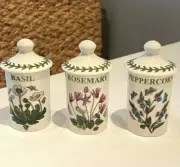 Portmeirion Botanic Garden Spice Jars Set of 3 - Basil Rosemary Peppercorn NEW