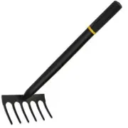 Dyiom Mini Hand Cultivator 16" 6-Tine Heavy-Duty Rubber Grip Ergonomic Steel