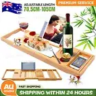 Luxury Bamboo Bath Caddy Bathtub Tray Expandable Rack with Book Wine Holder