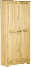 HOMCOM 67" Pinewood Kitchen Pantry Storage Cabinet, Freestanding Cabinets with Doors and Shelf Adjustability, Soft-Close Mechanism, Living Room & Dining Room Furniture, Light Brown