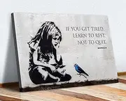 BANKSY GIRL BLUE BIRD QUOTE FRAMED CANVAS WALL ART PRINT ARTWORK GRAFFITI (24in x 16in / 60cm x 40cm), Living Room