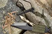 Outdoor Tanto Knife with Firestarter 3" Blade Stainless Steel Nylon Sheath Camp