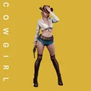 1/35 RESIN FIGURE Model Kit 58mm Sexy Cowgirl Girl Unassembled Unpainted Toy NEW