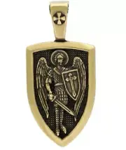 1PC Pendant Mythological Style Archangel St.Michael Protect Saint Shield - Gold