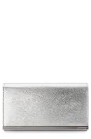 Olga Berg Maddie Metallic Embossed Foldover Clutch in Silver at Nordstrom One Size