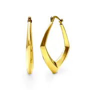 9kt Yellow Gold Silver Filled Angular Flat Knife Edged Hoop Earrings