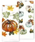 Celebrate Fall Thanksgiving Pumpkin Patch Kitchen Terry Tea Towels 2-pk. Cotton