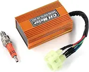 Upgrade Racing Tuning DC Cdi Box 6pin + Spark Plug for GY6 125cc 150cc 250cc 4 stroke 152QMI/157QMJ Engine, Moped Scooter ATV Go Kart No Rev Limit