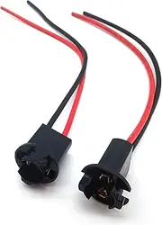 2 PCS T10 Car Brake Light Holder, Waterproof Durable Vehicle LED Bulb Socket Wiring Harness Replacement, Universal Automotive Auxiliary Lighting Accessories for Truck SUV Car (Black)