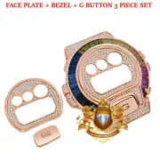 Baguette Rainbow Rose Gold G-Shock DW-6900 Watch Bezel + Face Plate + G Button
