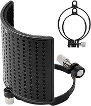 Microphone Pop Filter, Metal Mic Pop Filter for BLUE YETI, AT2020, AT2050- MPFUBK1 with Upgraded Three-Layer Filter Foam, Metal Panel& Metal Mesh, Microphone Windscreen Shield Mask