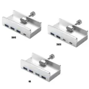 Multi Port USB3.0 Hub Clip On Splitter Adapter for Easy Device Management Silver