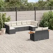 9 Piece Outdoor Sofa Set - Patio Furniture, Garden Chairs, Rattan Conversation Set, Small Balcony Wicker Chair, Table Piece with Cushions