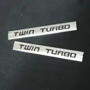 2x Chrome Black TWIN TURBO Metal Decal Sticker Badge Emblem Engine V6 Auto Type (for: Renault)