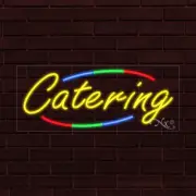 NEW "CATERING" w/COLOR BORDER 30x12X1 INCH LED FLEX WINDOW INDOOR SIGN 30763