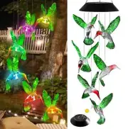 Color-Changing LED Solar Powered Hummingbird Wind Chime Lights Yard Garden Decor