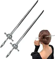 RUIENGCOMM 2 Pcs Metal Sword Hair Sticks Sword Shape Vintage Hair Chopsticks Hair Stick Metal Chinese Hairpins Chopsticks Clips Barrettes for Women and Girls Daily Wear