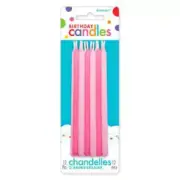 Pink Birthday Taper Candles Pack of 12