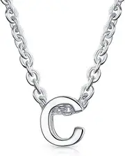 Tiny Block Letters Alphabet Pendant A-Z Dainty .925 Sterling Silver Initial Necklace For Women For Teen Name Letter
