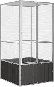 vidaXL Large Anthracite Bird Cage - Durable Galvanised Steel Budgie Aviary Featuring Secure Hinged Door and Well-Ventilated Mesh Design