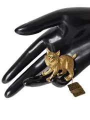 Rare NOS Vintage Gold Tone Napier Endangered Species Spanish Lynx Brooch Pin