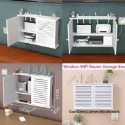 Wireless WiFi Router Storage Boxes Wall Mounted Shelf Large Bracket Wood Plastic