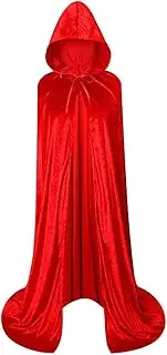 Unisex Full Length Hooded Robe Cloak Long Velvet Cape Cosplay Costume