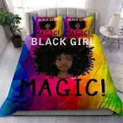 v5206 Bed Sheets Colorful Black Girl Magic Duvet Cover Set Home Textiles Doona Cover Bed Sheets IU5206