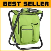 Folding Backpack Stool Cooler - Comfortable Outdoor Seat for Camping and Fishing