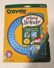 Vintage 1998 Crayola School Protractor 6” Wavy Edge Blue Clips Into Binder NOS