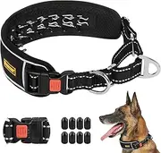 Mayerzon Martingale Dog Collar No Pull for Large Medium Dogs, Adjustable Neoprene Walking Collar for Pitbull German Shepherd Rottweiler, Reflective Anti Pull Design for Training Hiking(M, Black)