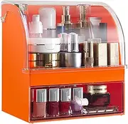 Makeup Storage Organizer Cosmetic Storage Box Countertop Makeup Organizer Multifunctional Dust Resistant Space Saving Large Capacity Drawers Stylish Design for Vanity Skincare PET