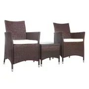 Gardeon 3 Piece Wicker Outdoor Furniture Set - Brown