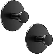 bussdis Towel Hooks for Bathroom Wall - Extra Sticky Stainless, Holds up to 20LB, Coat Hooks Wall Hooks, Adhesive Door Holder Hanger Shower Accessories, Matt Black Heavy Duty